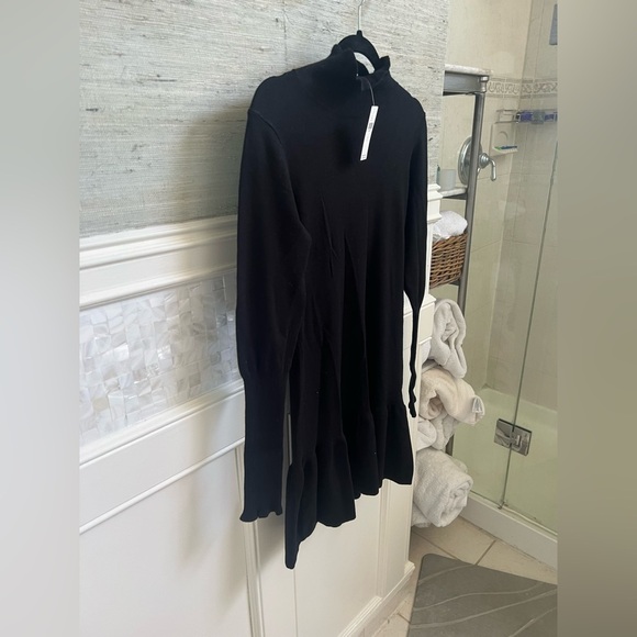 NWT new small Anthropologie sundays Andes sweater dress black mock neck ruffle - Picture 7 of 14